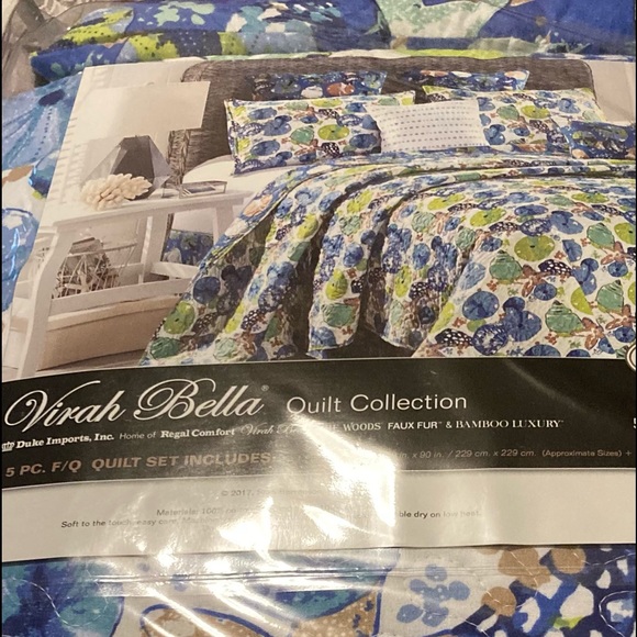 King Size  5pc Quilt Set Cataline 100% cotton - Picture 3 of 9